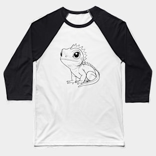 Cute Baby Chameleon Animal Outline Baseball T-Shirt